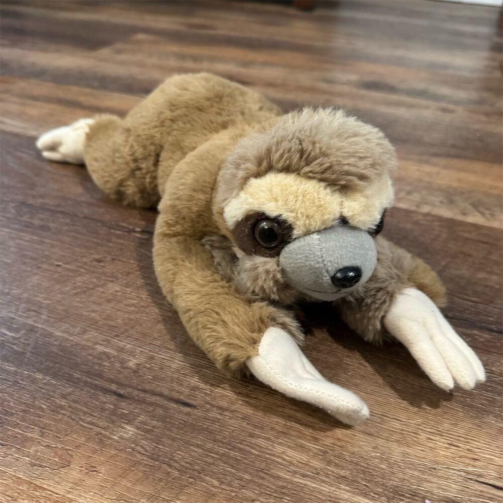 FAO Schwarz Medium Plush Brown Three-Toed Sloth Adopt a Pet Stuffed Animal READ